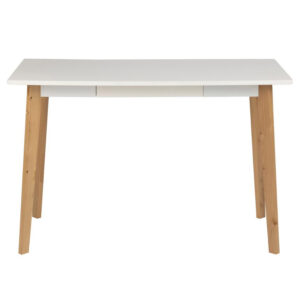 ACT NORDIC Raven skrivebord, m. 1 skuffe - hvid MDF og brun birk (117x58)