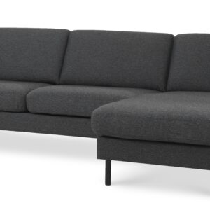 Ask sæt 51 3D sofa, m. chaiselong - antracitgrå polyester stof og sort metal