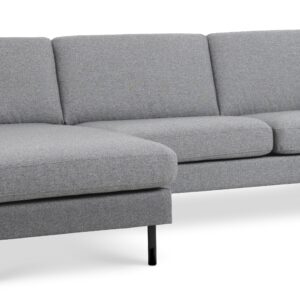 Ask sæt 51 3D sofa, m. chaiselong - lys granitgrå polyester stof og sort metal