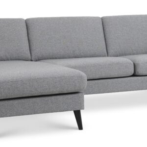 Ask sæt 51 3D sofa, m. chaiselong - lys granitgrå polyester stof og sort træ