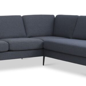 Ask sæt 53 lille OE sofa, m. højre chaiselong - navy blå polyester stof og Eiffel ben