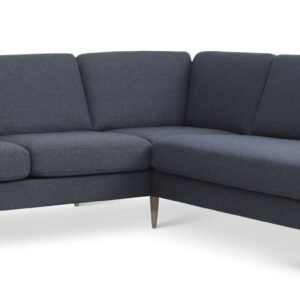 Ask sæt 53 lille OE sofa, m. højre chaiselong - navy blå polyester stof og natur træ