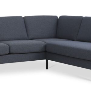 Ask sæt 53 lille OE sofa, m. højre chaiselong - navy blå polyester stof og sort metal