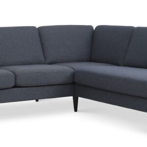 Ask sæt 53 lille OE sofa, m. højre chaiselong - navy blå polyester stof og sort træ