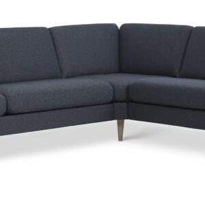 Ask sæt 57 hjørnesofa - navy blå polyester stof og natur træ