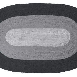 BEPUREHOME Border gulvtæppe, oval - sort og grå jute (170x300)