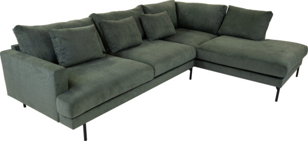 Belis 3 Pers Sofa M. Openend, Grøn Fløjl, (Højrevendt)