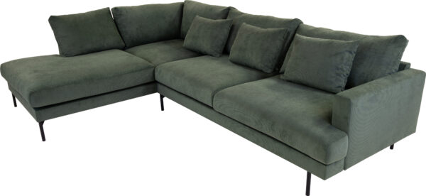 Belis 3 Pers Sofa M. Openend, Grøn Fløjl (Venstrevendt)