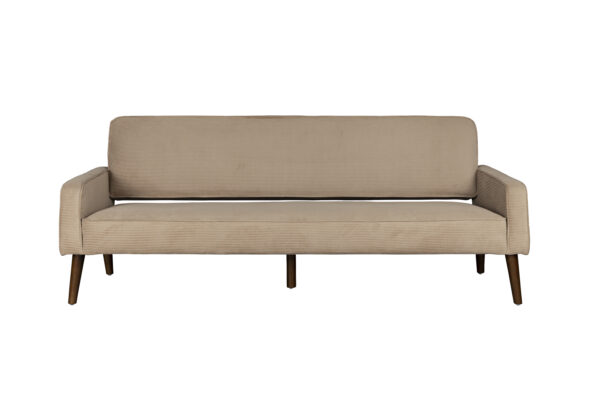 DUTCHBONE Preston sofa - beige fløjl stof og brun gummitræ