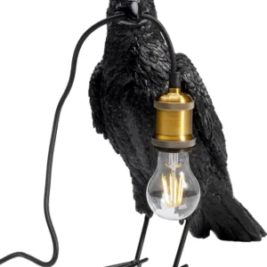 KARE DESIGN Animal Crow bordlampe - mat sort polyresin og kobber aluminium