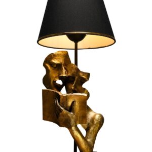 LUMI Solvarias bordlampe - sort polyester og guld metal