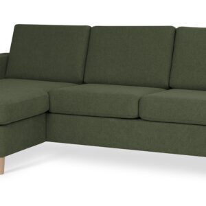 Pan set 1 3D sofa med chaiselong - vinter mosgrøn polyester stof og natur træ