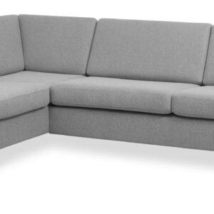 Pan set 2 OE left sofa med chaiselong - grå polyester stof og sort træ