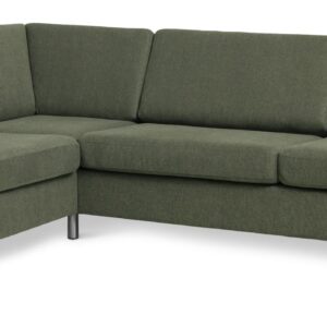 Pan set 2 OE left sofa med chaiselong - vinter mosgrøn polyester stof og børstet aluminium