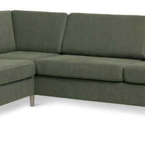 Pan set 2 OE left sofa med chaiselong - vinter mosgrøn polyester stof og natur træ