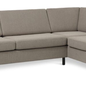 Pan set 3 OE right sofa med chaiselong - antelope beige polyester stof og sort træ