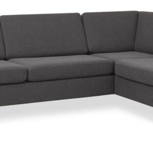 Pan set 3 OE right sofa med chaiselong - antracitgråt polyester stof og børstet aluminium