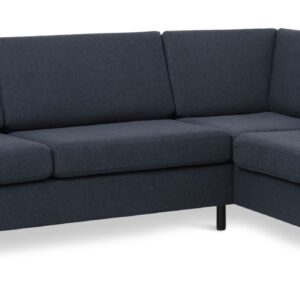 Pan set 3 OE right sofa med chaiselong - blå polyester stof og sort træ