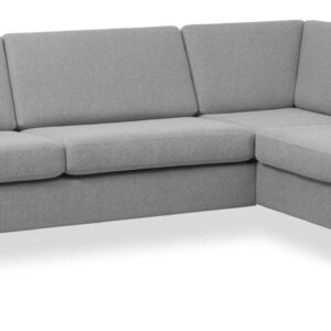 Pan set 3 OE right sofa med chaiselong - gråt polyester stof og børstet aluminium