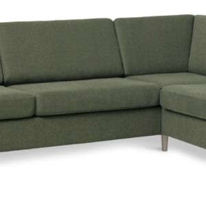 Pan set 3 OE right sofa med chaiselong - vinter mosgrøn polyester stof og natur træ