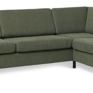 Pan set 3 OE right sofa med chaiselong - vinter mosgrøn polyester stof og sort træ