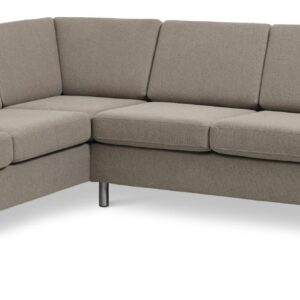 Pan set 7 corner hjørnesofa - antelope beige polyester stof og børstet aluminium