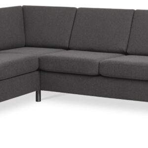 Pan set 7 corner hjørnesofa - antracitgrå polyester stof og børstet aluminium