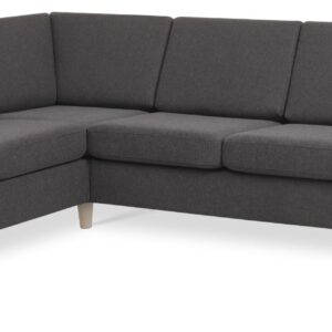 Pan set 7 corner hjørnesofa - antracitgrå polyester stof og natur træ