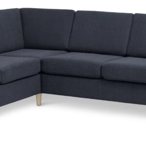 Pan set 7 corner hjørnesofa - blå polyester stof og natur træ