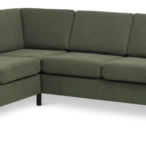 Pan set 7 corner hjørnesofa - vinter mosgrøn polyester stof og sort træ