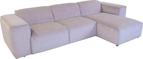 Rossi 3 Pers Sofa M. Chaiselong, Beige Fløjl Vendbar