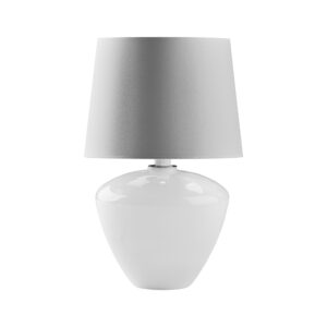 TK Fiord bordlampe - hvid stof, glas og metal