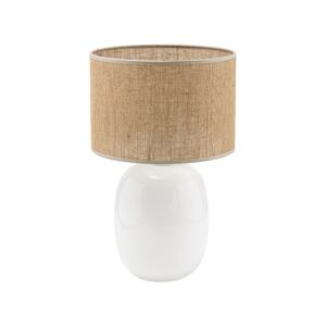 TK Melody bordlampe - natur jute og hvid glas