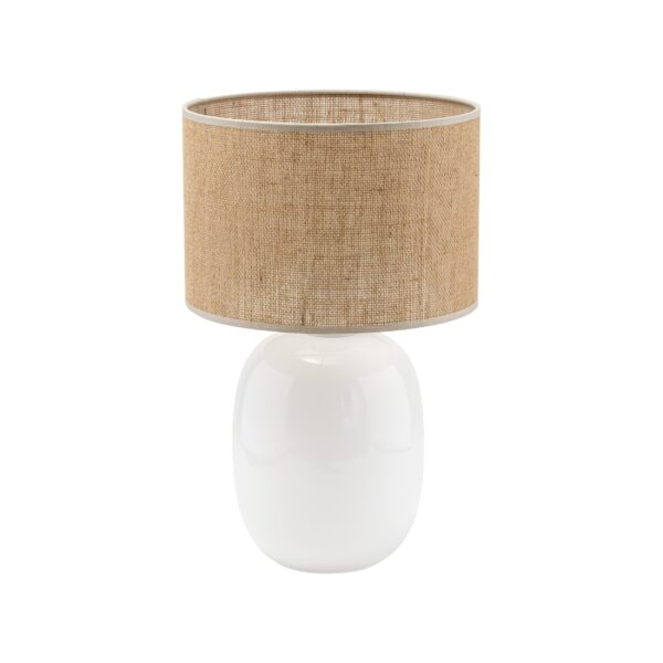 TK Melody bordlampe - natur jute og hvid glas