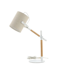 VENTURE DESIGN Dennis bordlampe - beige hør og hvid/natur stål