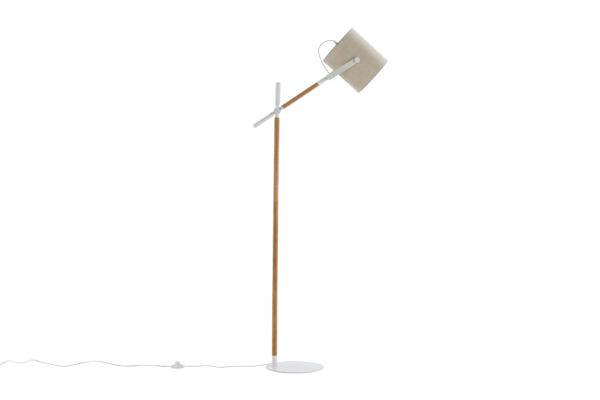 VENTURE DESIGN Dennis gulvlampe - beige hør og hvid/natur stål