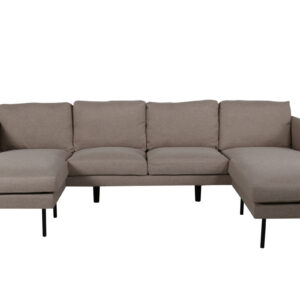 VENTURE DESIGN Zoom U-sofa - brun polyester og sort stål