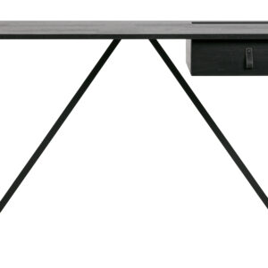 WOOOD Julius skrivebord, m. 1 skuffe - sort blacknight asketræ (126x53)