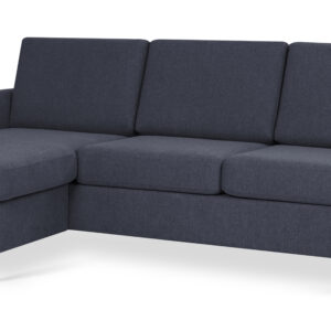 Wendy set 1 3D sofa, m. chaiselong - blå polyester stof og sort træ