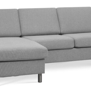 Wendy set 1 3D sofa, m. chaiselong - grå polyester stof og børstet aluminium