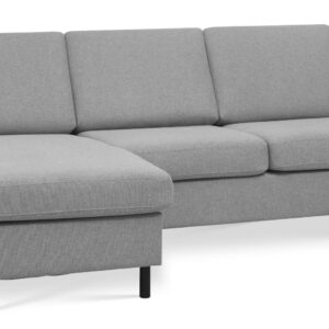 Wendy set 1 3D sofa, m. chaiselong - grå polyester stof og sort træ