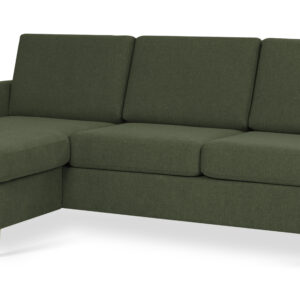 Wendy set 1 3D sofa, m. chaiselong - vinter mosgrøn polyester stof og natur træ