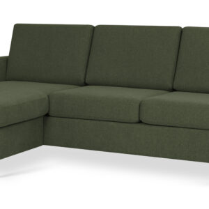 Wendy set 1 3D sofa, m. chaiselong - vinter mosgrøn polyester stof og sort træ