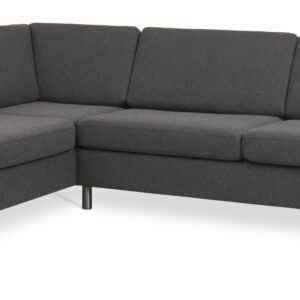 Wendy set 2 OE left sofa, m. chaiselong - antracitgrå polyester stof og børstet aluminium