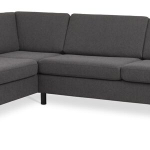 Wendy set 2 OE left sofa, m. chaiselong - antracitgrå polyester stof og sort træ