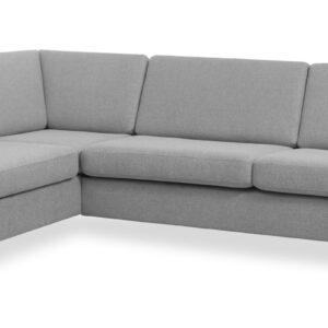 Wendy set 2 OE left sofa, m. chaiselong - grå polyester stof og natur træ