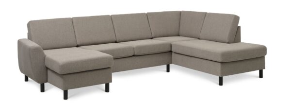 Wendy set 5 U OE right sofa, m. chaiselong - antelope beige polyester stof og sort træ