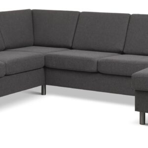 Wendy set 6 U 2C3D sofa, m. chaiselong - antracitgrå polyester stof og børstet aluminium