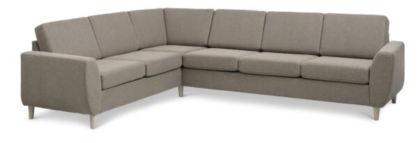 Wendy set 7 corner hjørnesofa - antelope beige polyester stof og natur træ