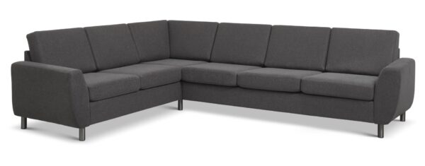 Wendy set 7 corner hjørnesofa - antracitgrå polyester stof og børstet aluminium